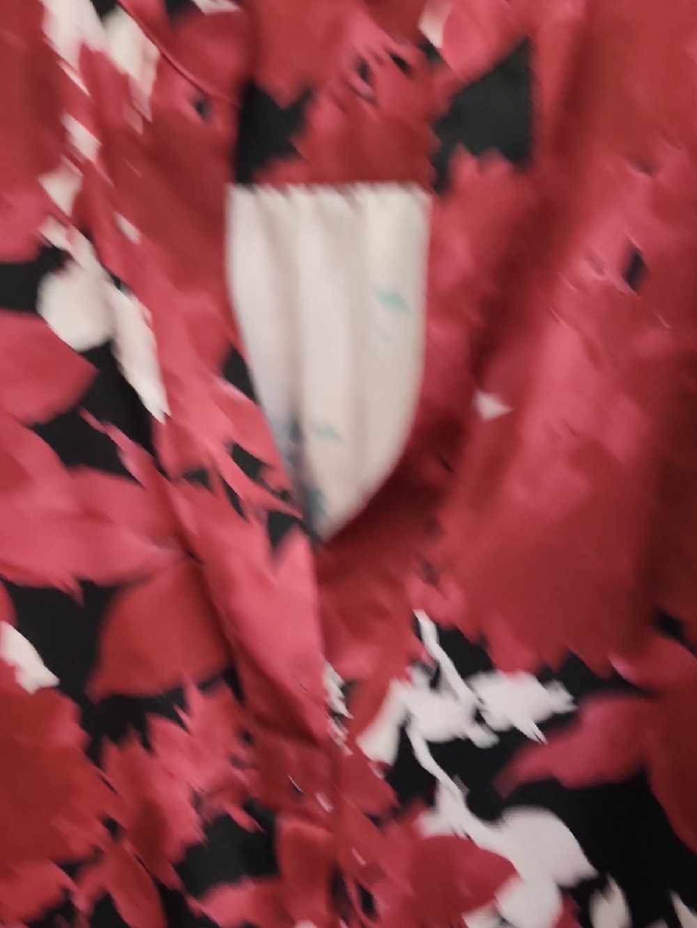 Banana Republic Red, Pink and Black Floral Satin Blouse - Picture 4 of 5